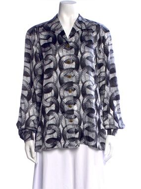 Vintage | Escada Silk Chain Print Blouse 34